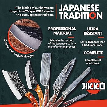 JIKKO New 67 Layers Carbon Steel Japanese Knife Set